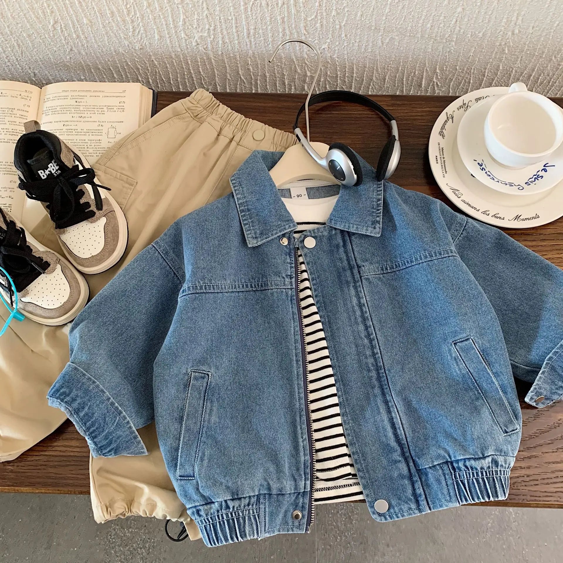 Oversized Zip Denim Bomber Jacket