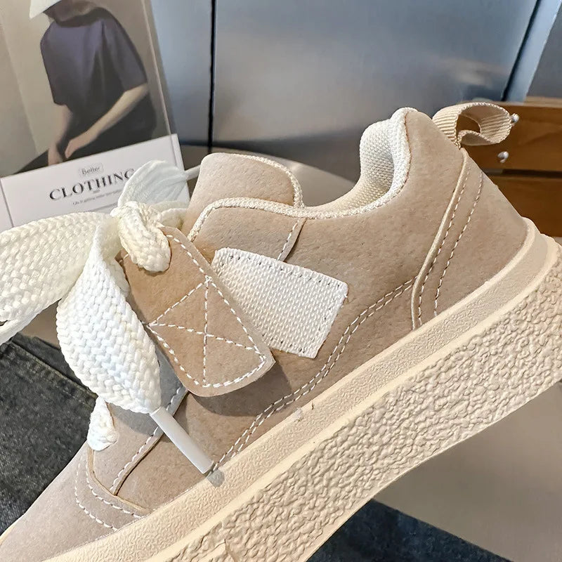 Little Trendsetters Velcro Canvas Thick Bottom Platform Trainers