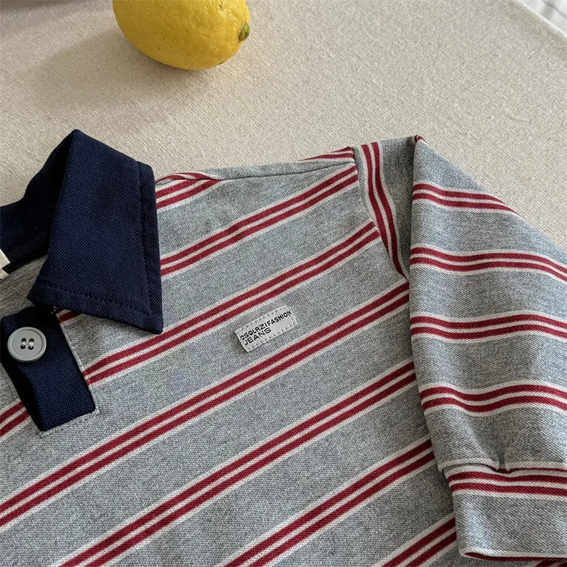 Striped Long Sleeve Polo Shirt