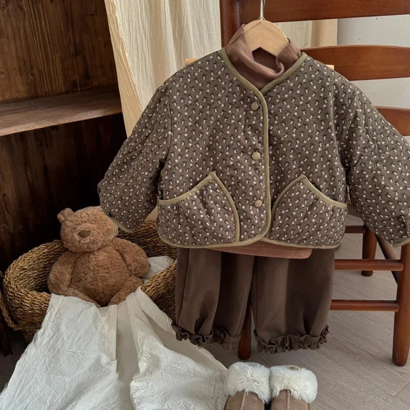 Mocha Brown Quilted Floral Jacket