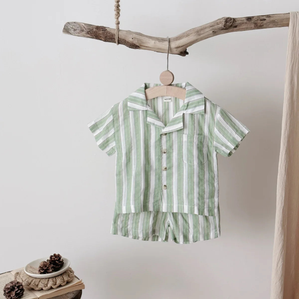 Green Summer T-shirt and Short Stripe Set