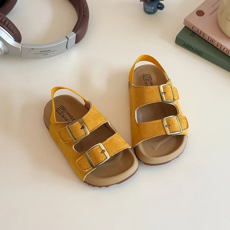 Little Trendsetters Double Buckle Velcro and Elastic Strapped Sandal
