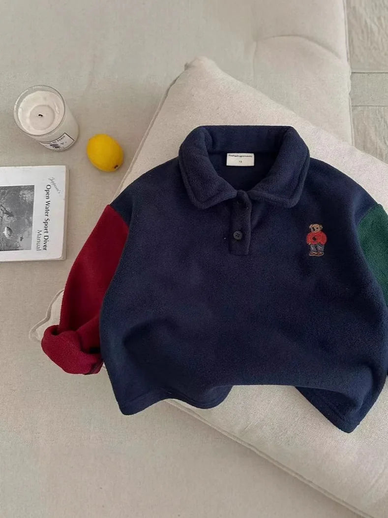 Teddy Bear Fleece Polo Jumper