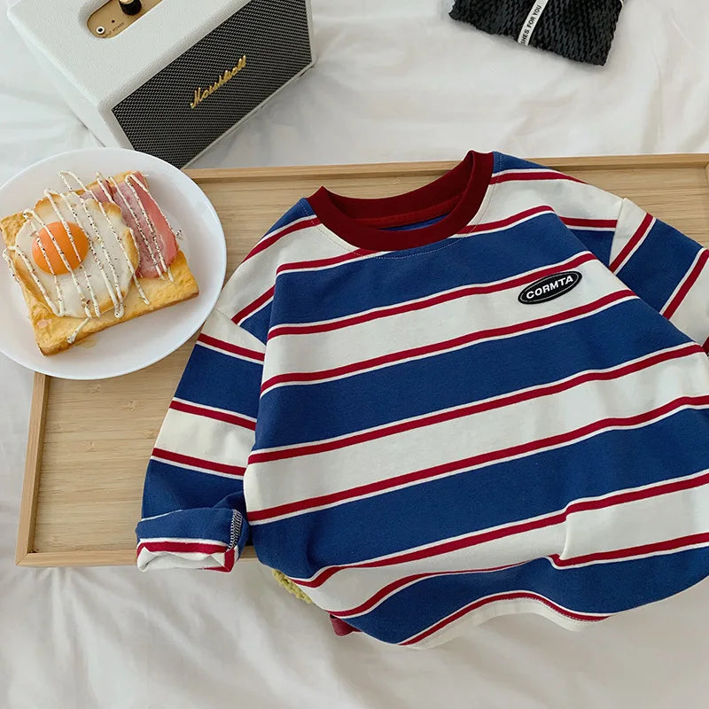 Stripe Cotton Long Sleeve Shirt