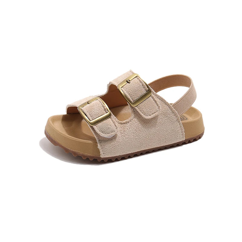 Little Trendsetters Double Buckle Velcro and Elastic Strapped Sandal