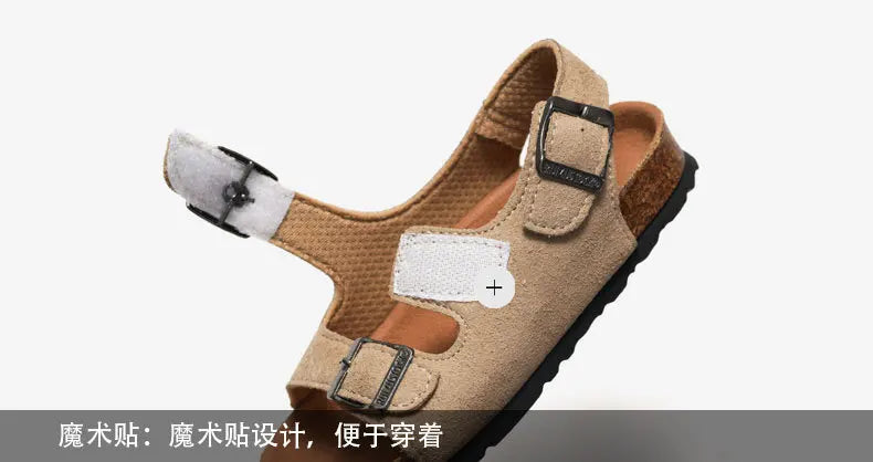 Little Trendsetters Softwood Triple Buckle Velcro Suede Sandal