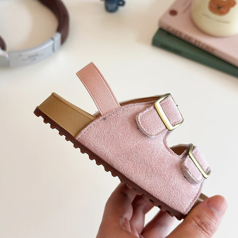 Little Trendsetters Double Buckle Velcro and Elastic Strapped Sandal