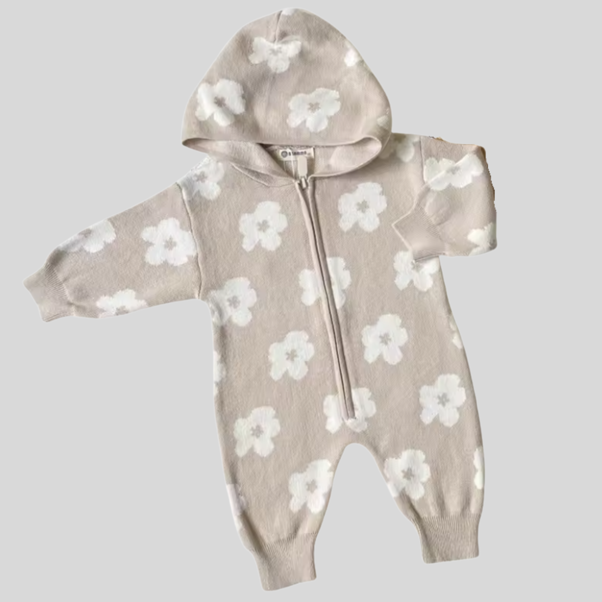 Little Trendsetters Blossom Knit Hooded Zip Romper